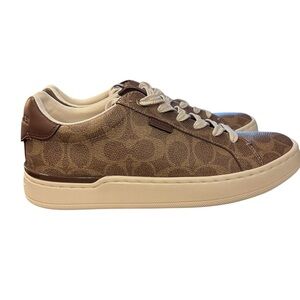 Coach Monogram Brown Sneakers with White Laces